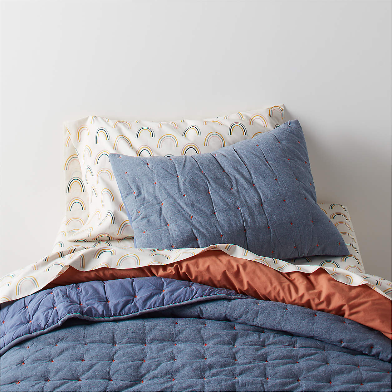 Cozy Cloud Canyon Orange Organic Washed Twin Duvet Cover thumbnail 2