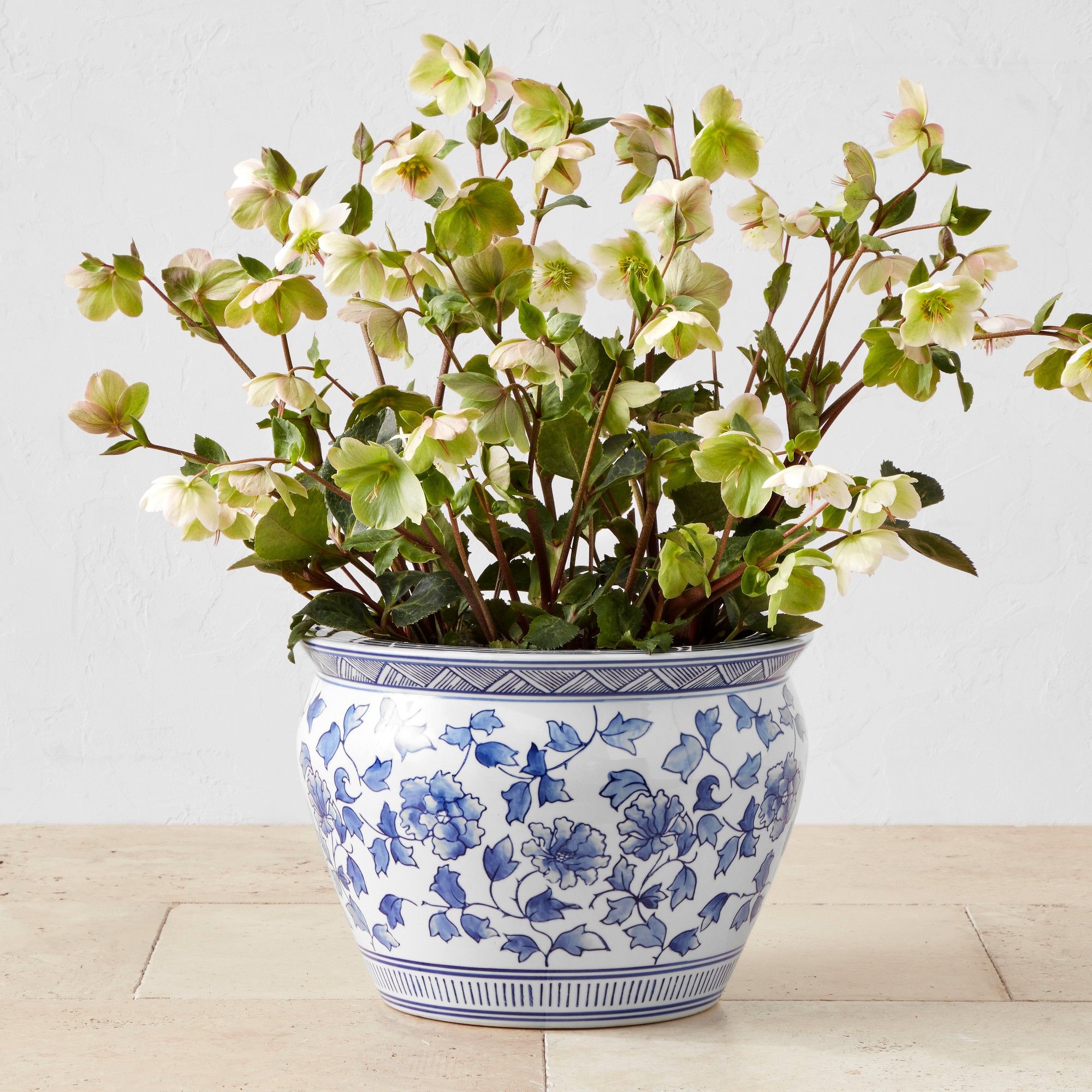Blue & White Ceramic Planter Large thumbnail 2