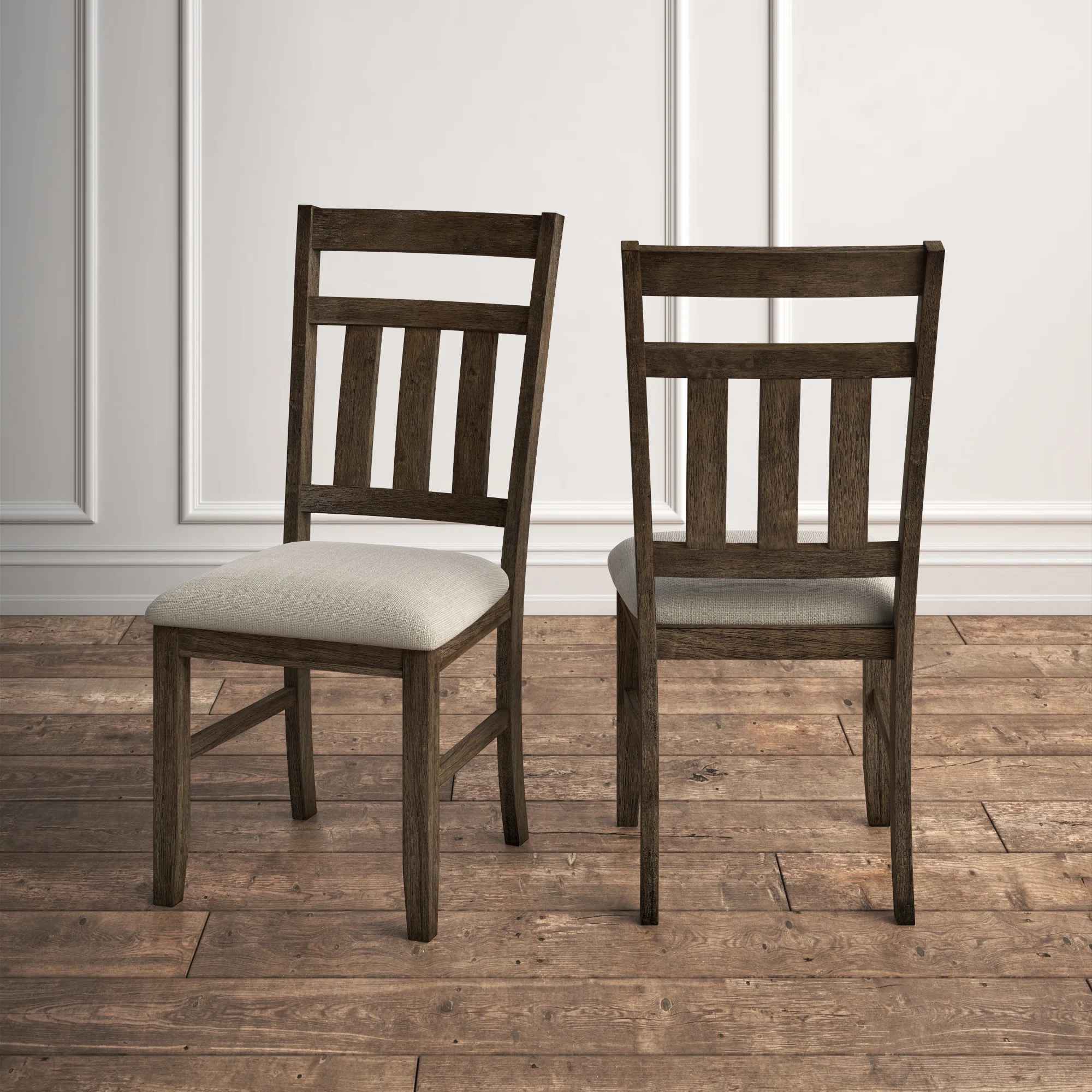 Gigi Slat Back Wood Upholstered Side Chair-Set of 2 thumbnail 3
