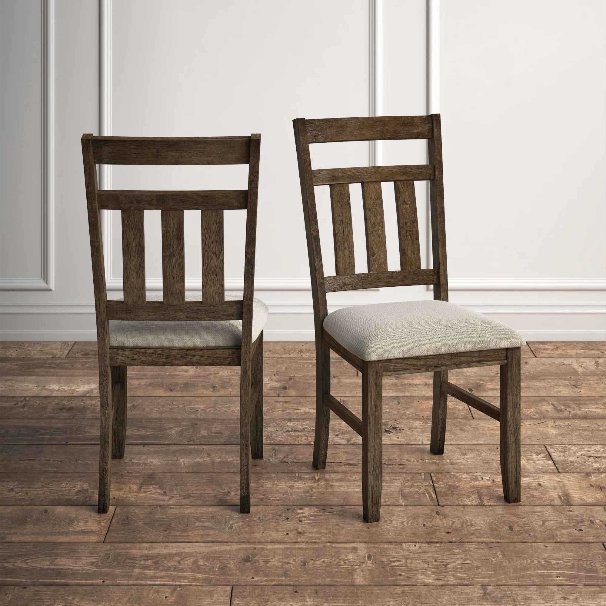 Gigi Slat Back Wood Upholstered Side Chair-Set of 2 thumbnail 4