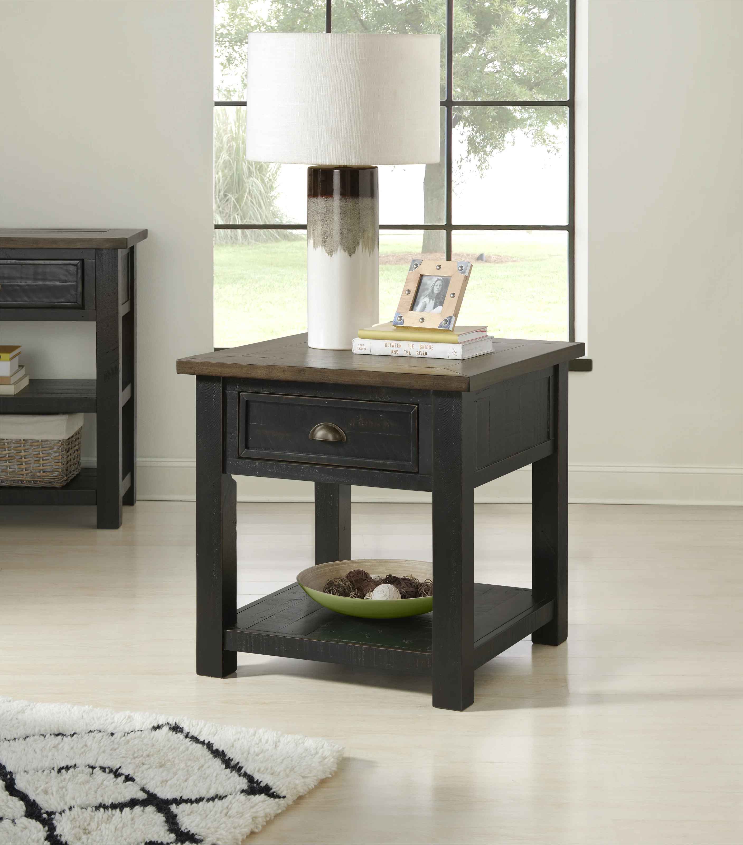 Holliman Solid Wood End Table with Storage thumbnail 2