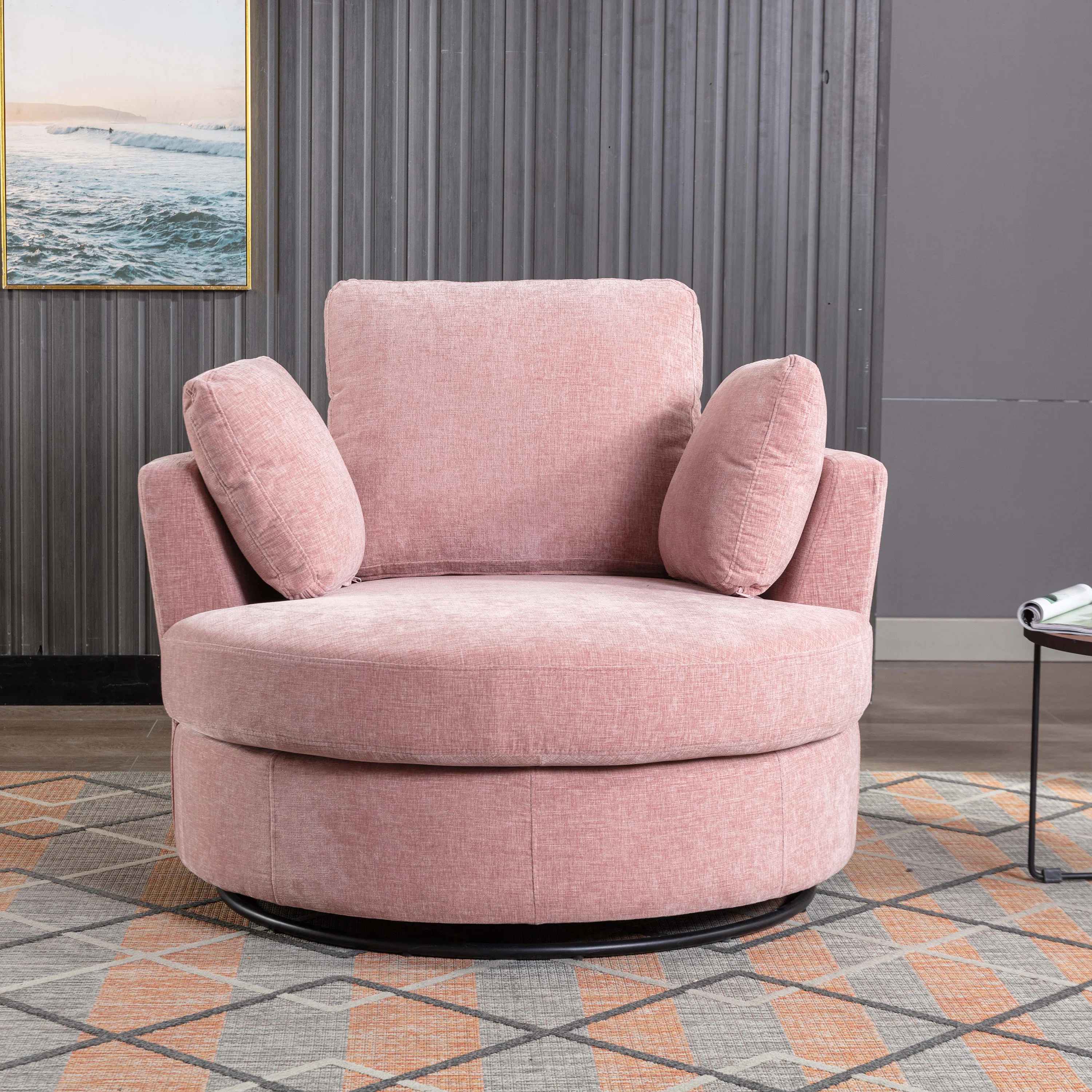 Achorn Polyester Recessed Arm Swivel Barrel Chair thumbnail 2