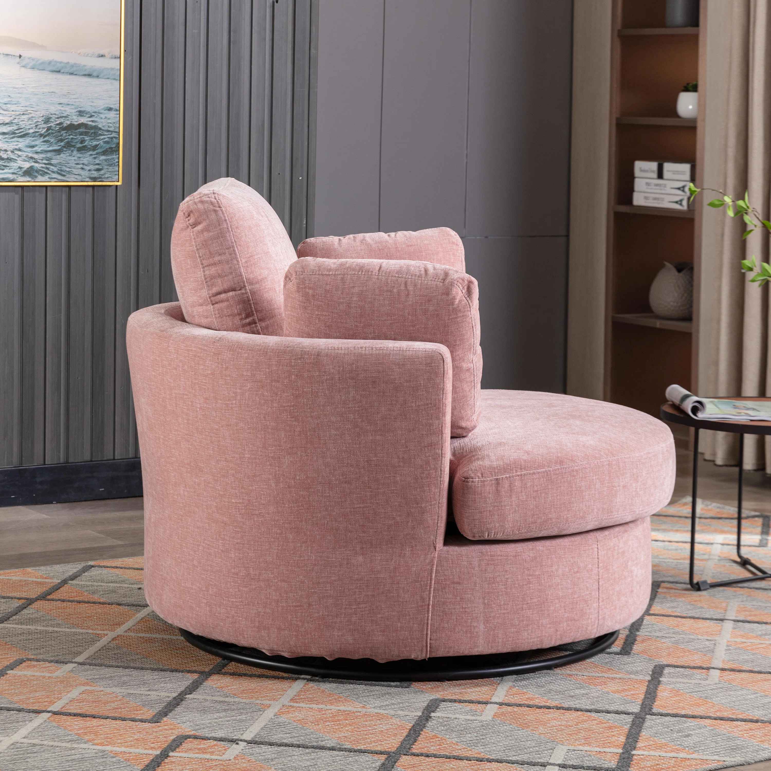 Achorn Polyester Recessed Arm Swivel Barrel Chair thumbnail 3