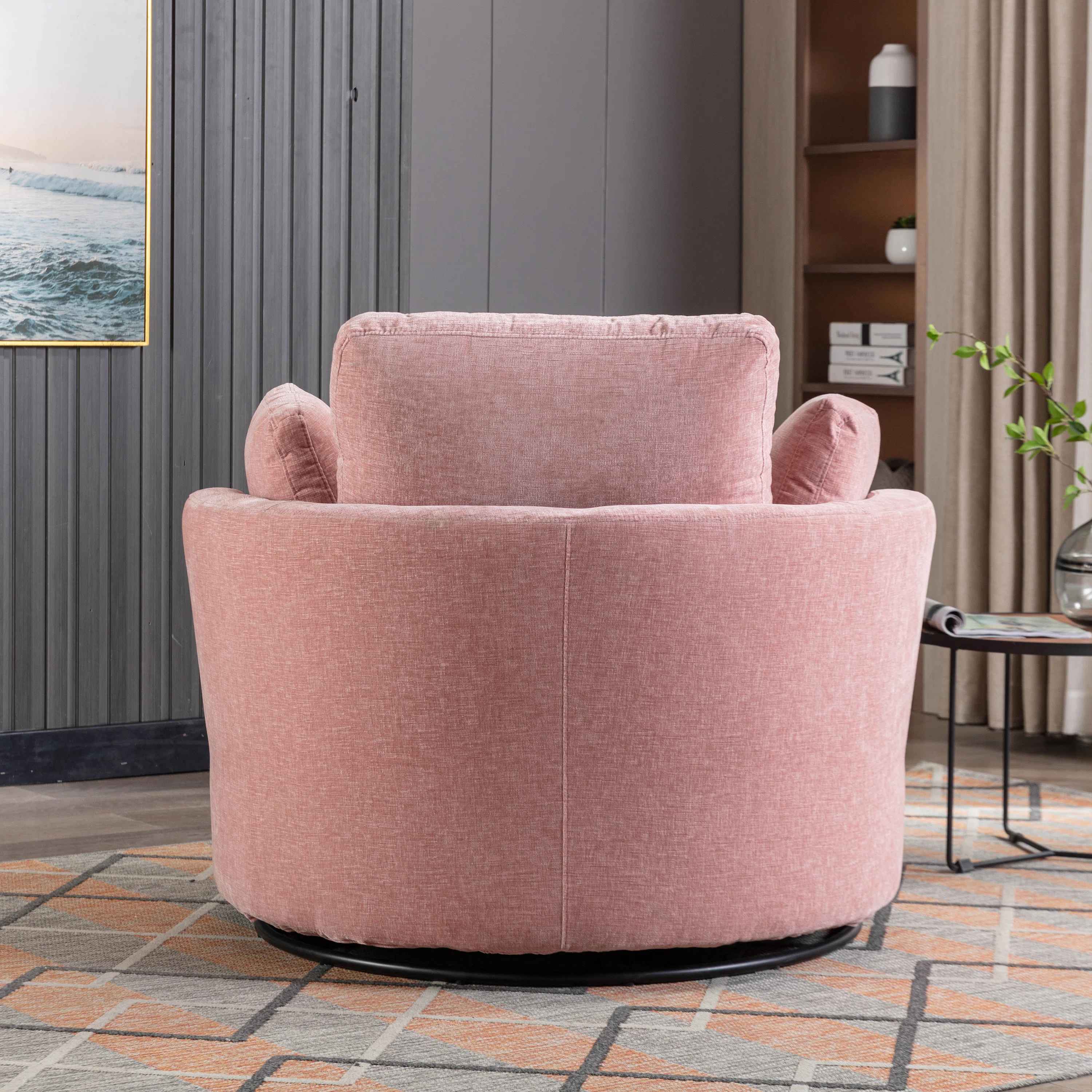 Achorn Polyester Recessed Arm Swivel Barrel Chair thumbnail 6