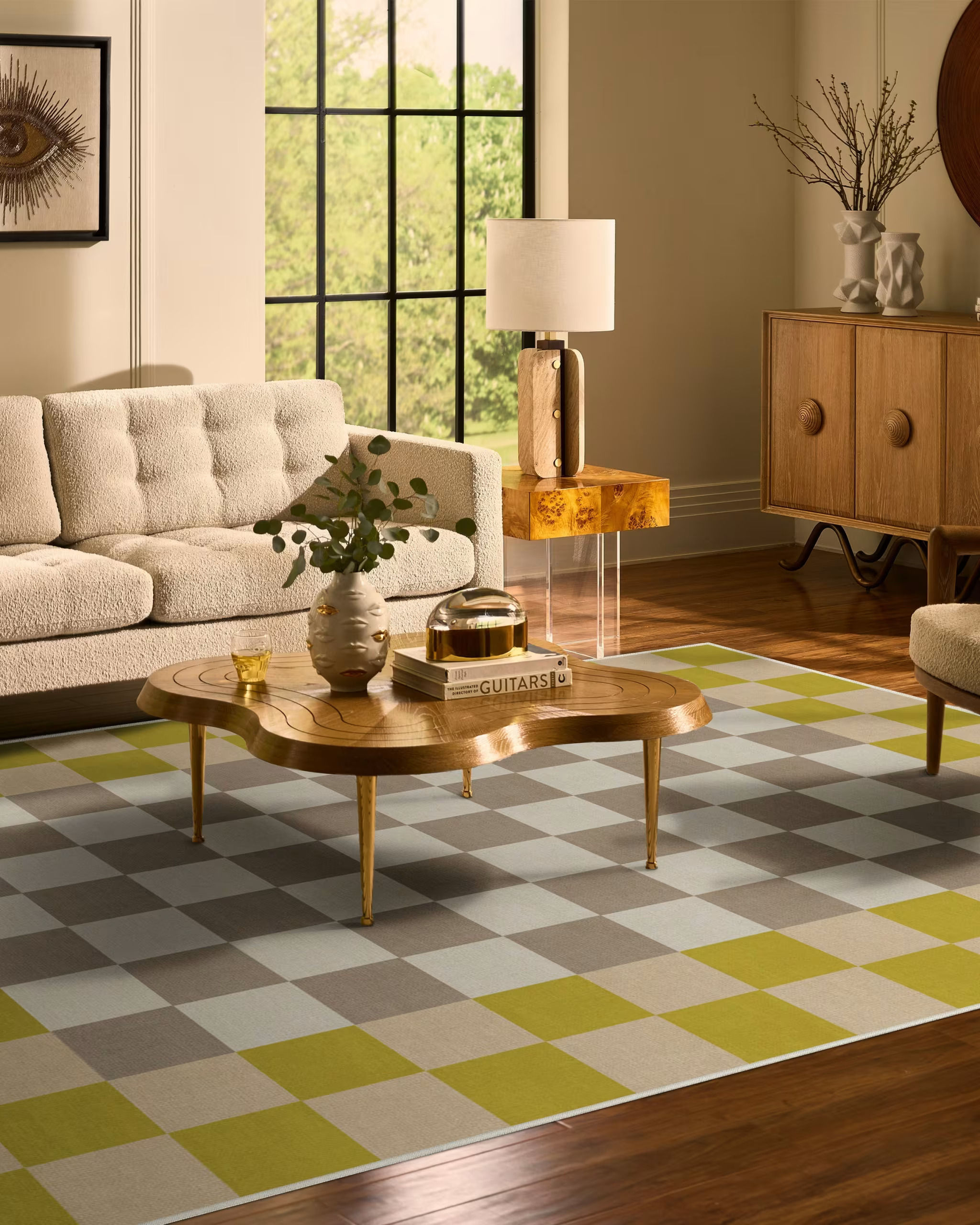 Jonathan Adler Checker Border Chartreuse Rug-9'X12' thumbnail 3