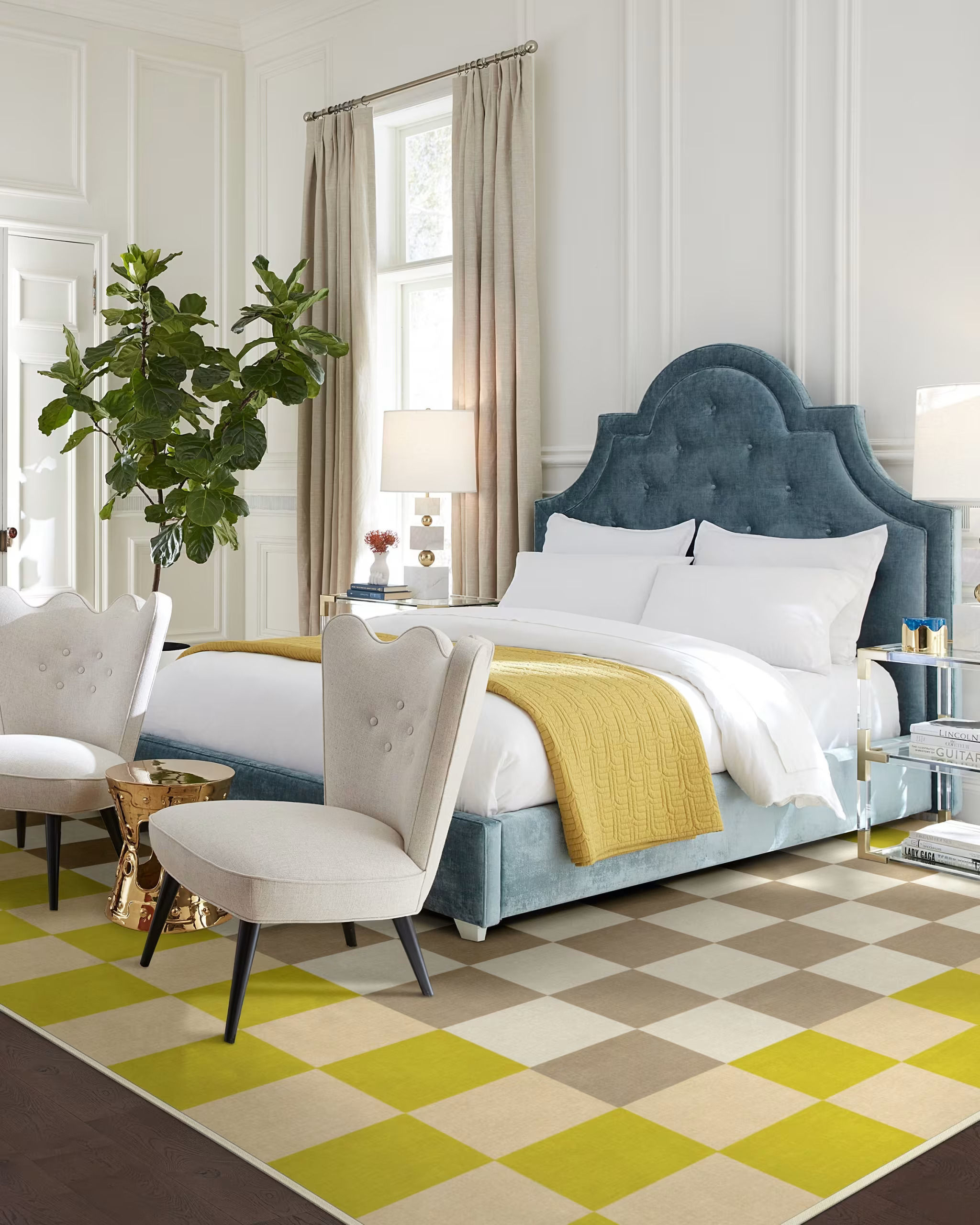 Jonathan Adler Checker Border Chartreuse Rug-9'X12' thumbnail 4