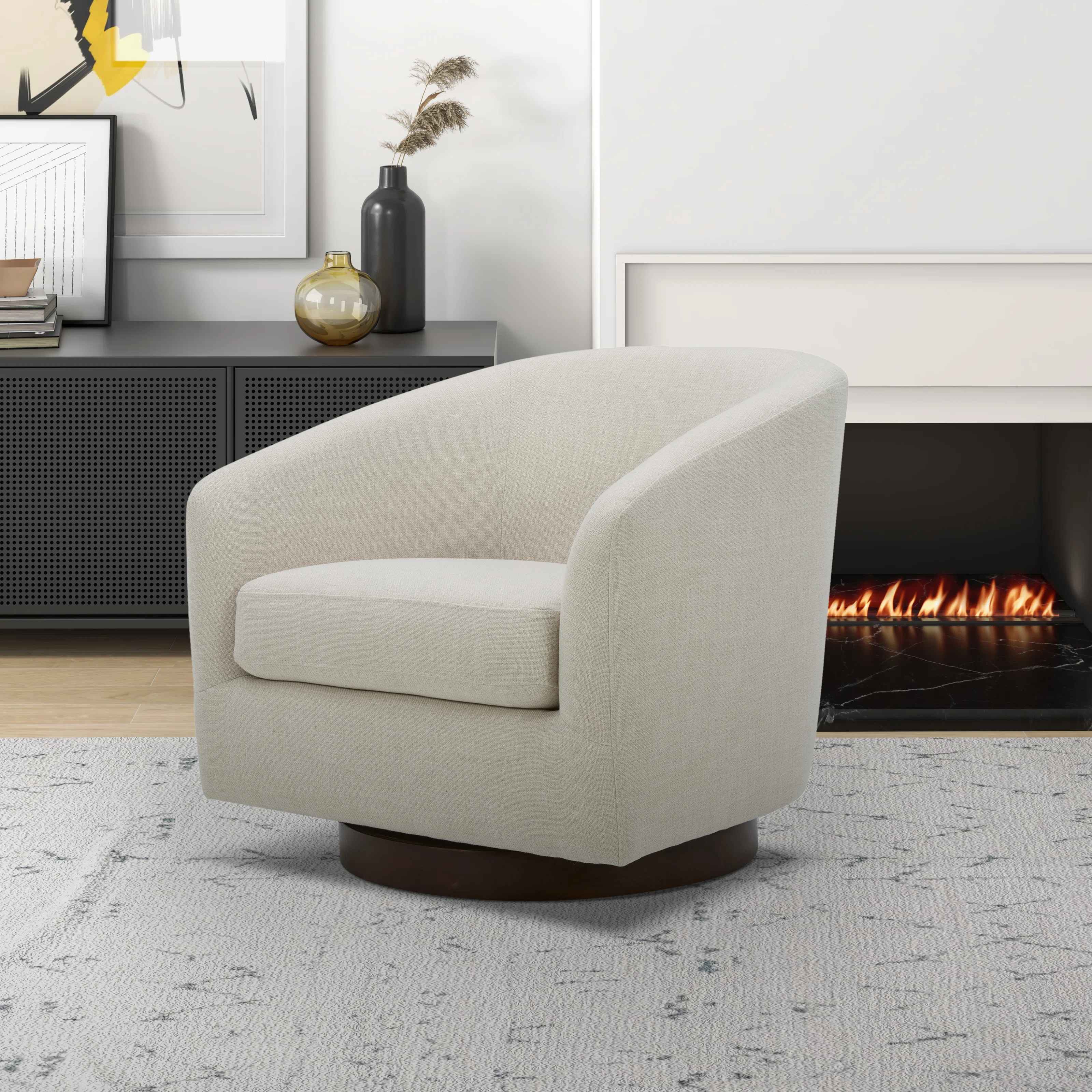 Bennett Upholstered Swivel Barrel Chair thumbnail 2