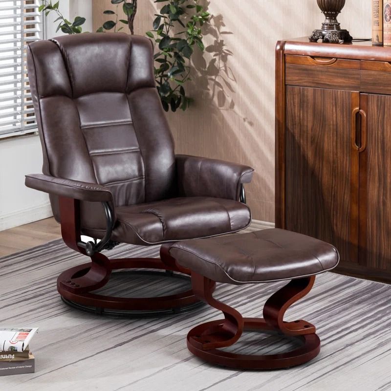Padang Sidempuan Faux Leather Swivel Recliner thumbnail 2
