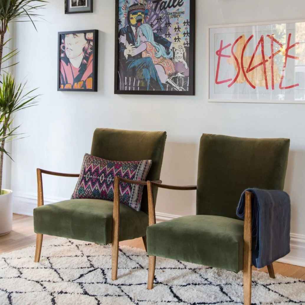 Green Velvet Occasional Chair thumbnail 2