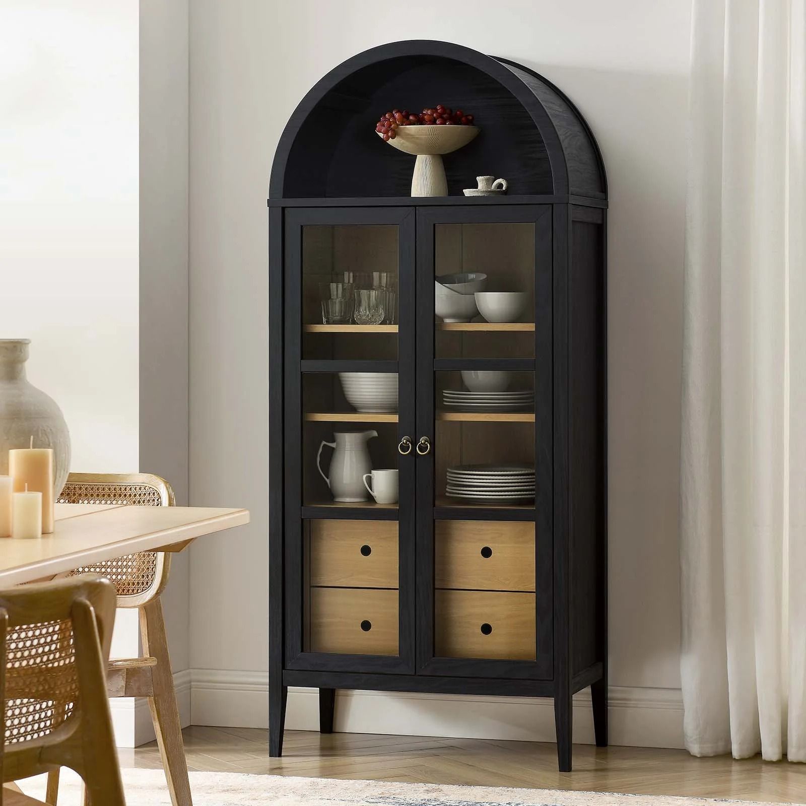 Noel Arched Display Cabinet Black thumbnail 2