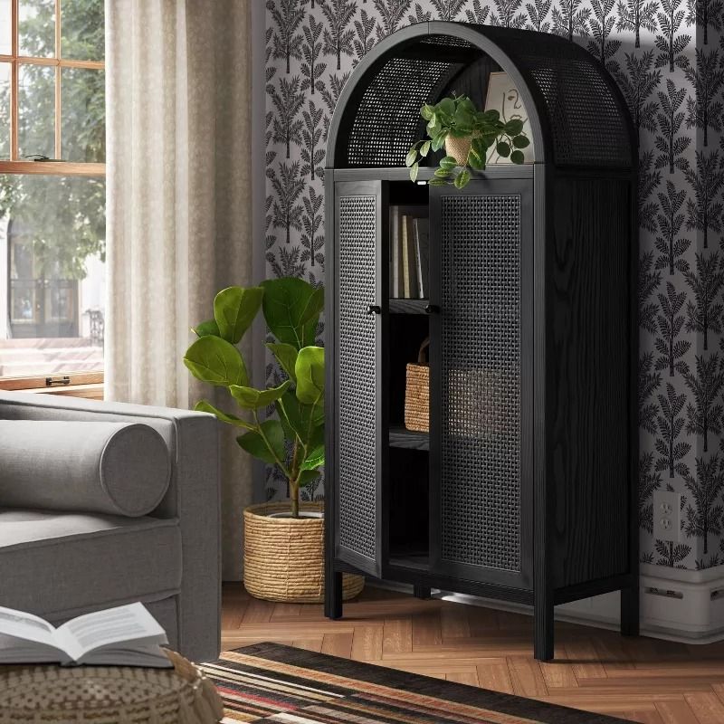 Woven Arched Wood Cabinet thumbnail 2