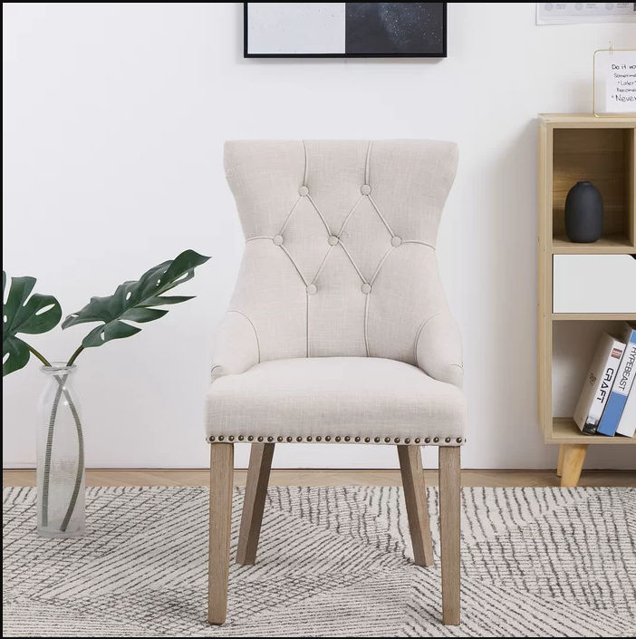 Mickie Tufted Linen Wing Back Parsons Chair - Set of 2 thumbnail 2