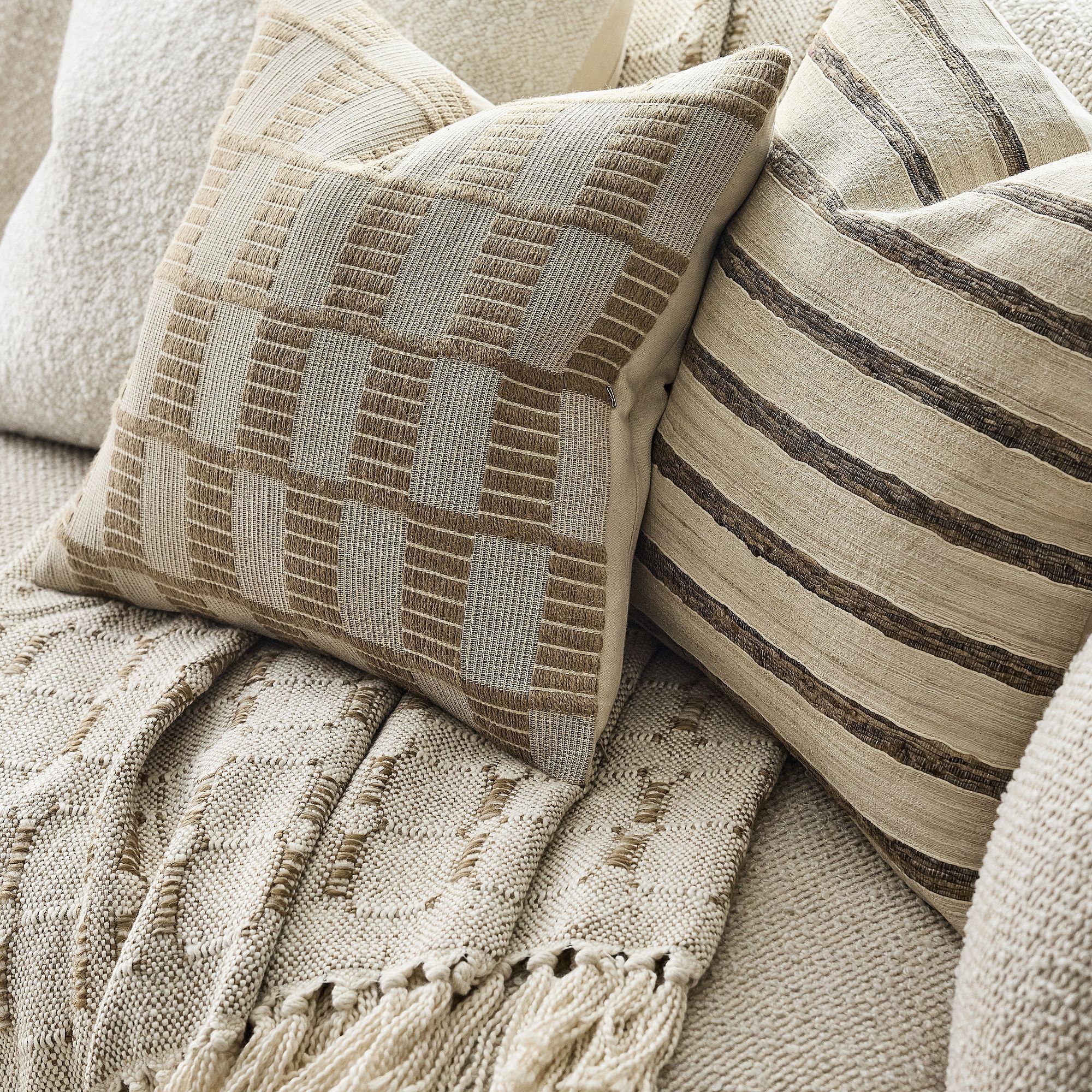 Woven Checker Jute Pillow Cover thumbnail 2