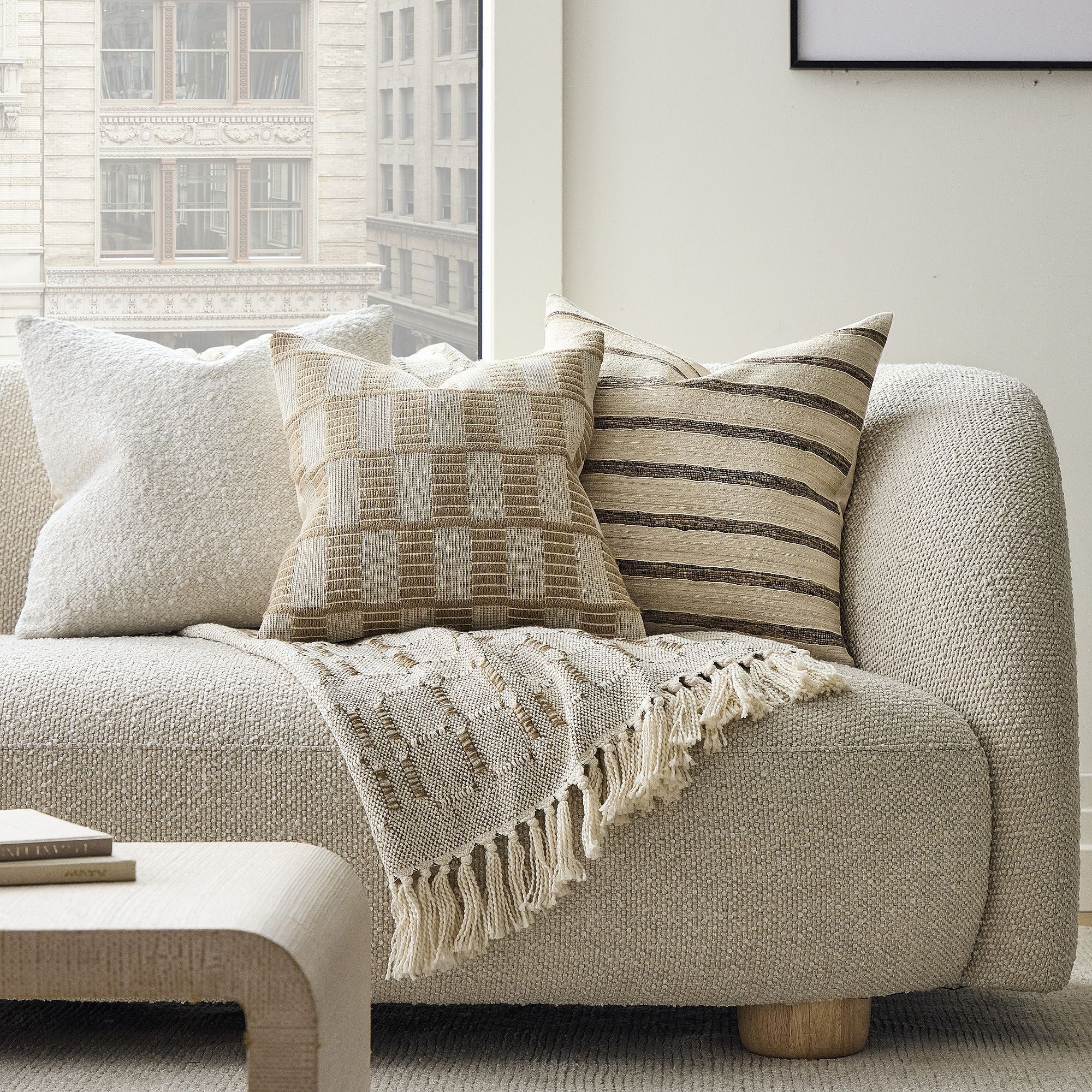 Woven Checker Jute Pillow Cover thumbnail 3