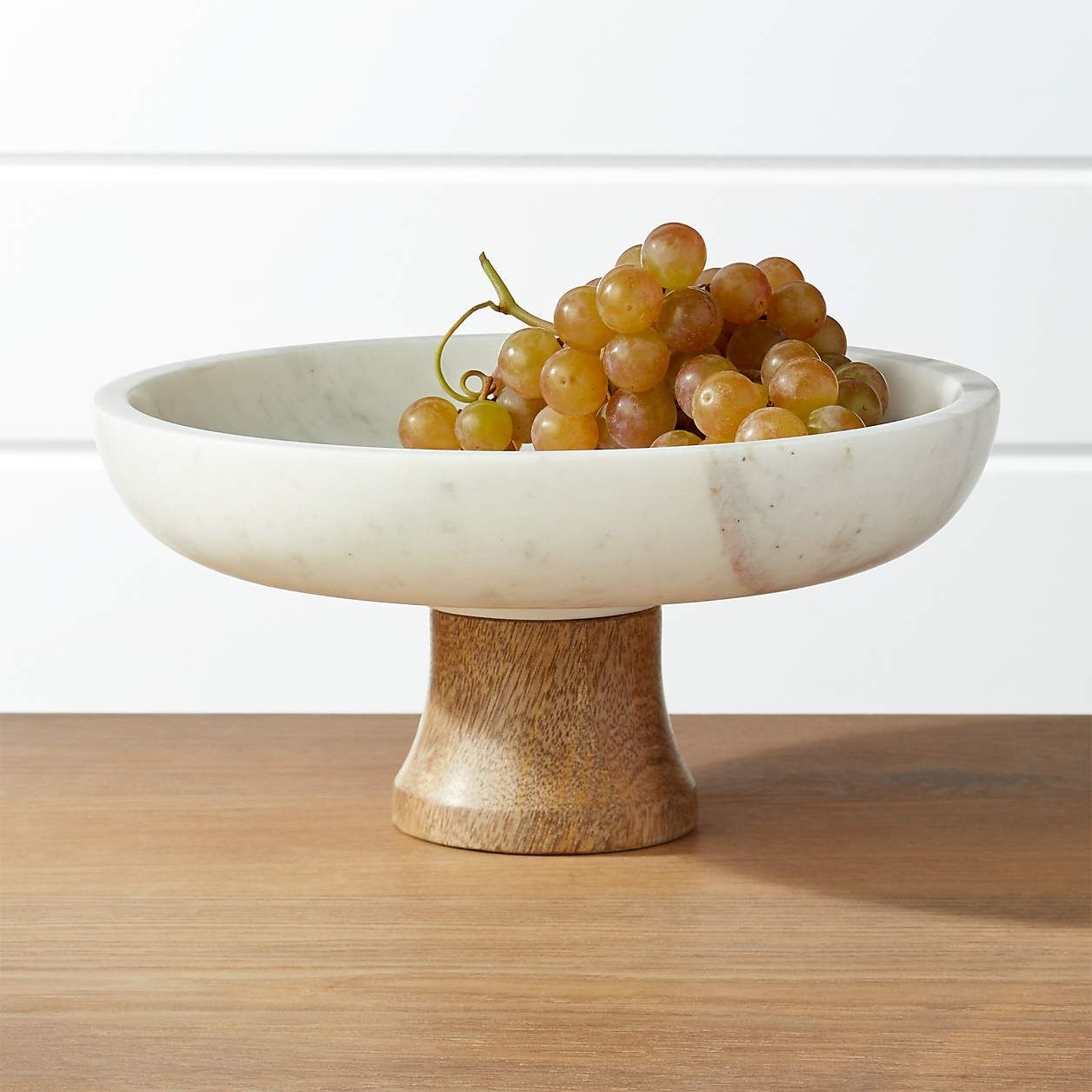 Wood and Marble Footed Fruit Bowl thumbnail 2