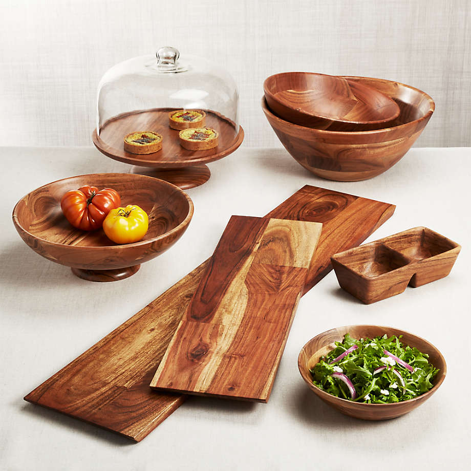 Carson Acacia Footed Fruit Bowl thumbnail 2