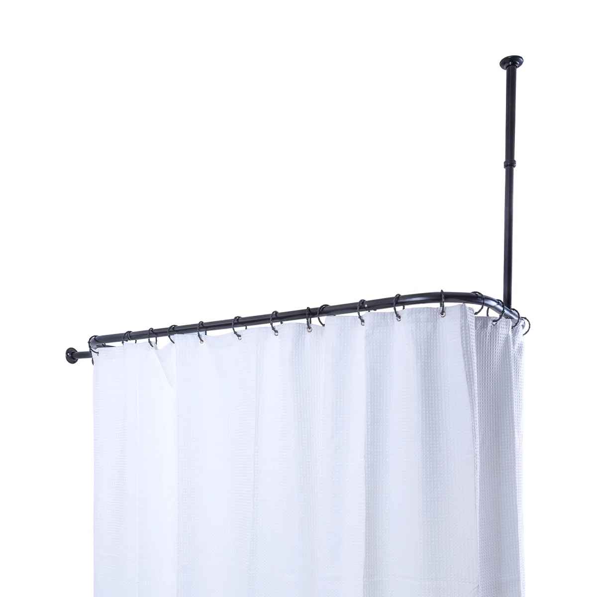 D-Shaped Fixed Shower Curtain Rod and Hook Set thumbnail 6