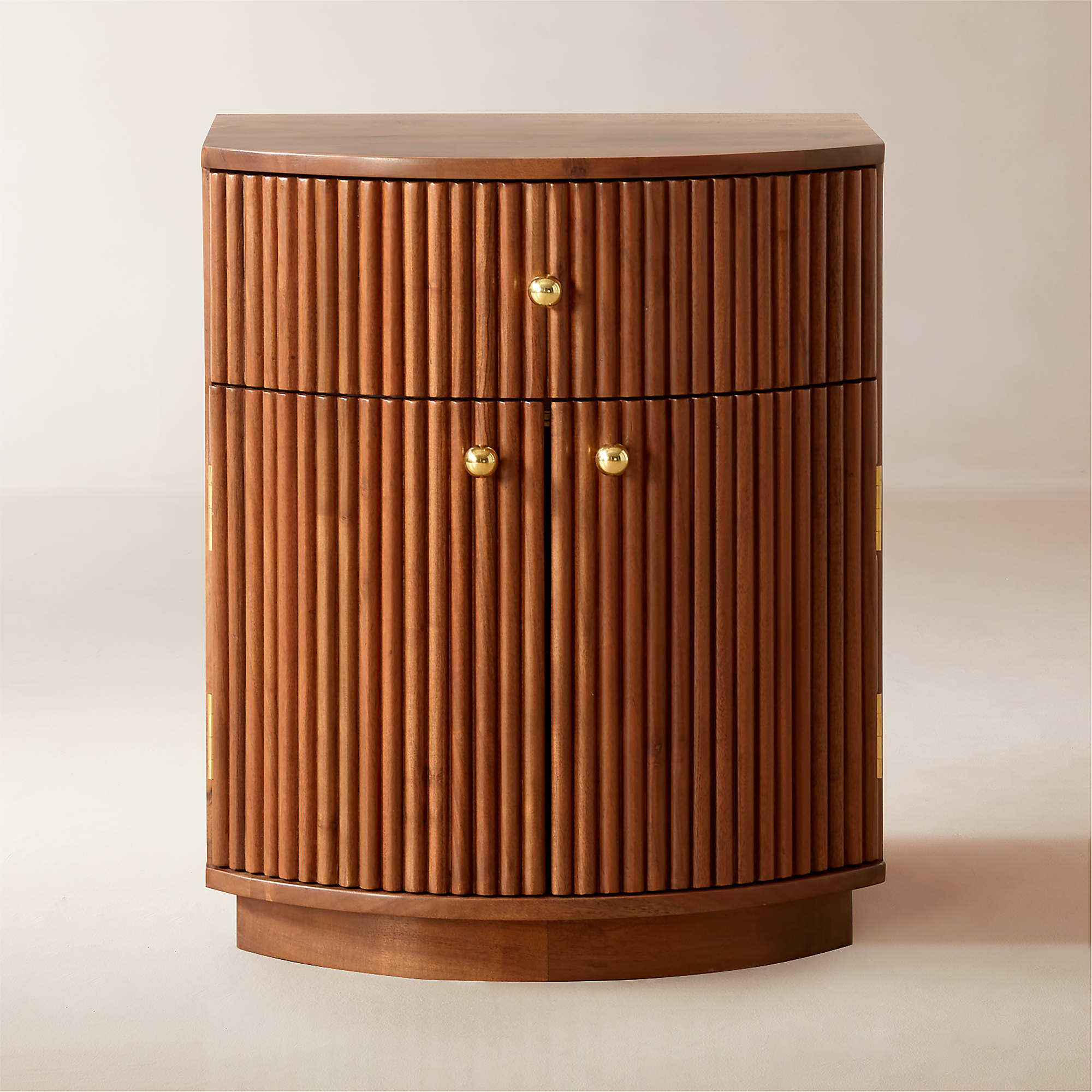 Cameo Curved Midtone Acacia Wood Nightstand thumbnail 2