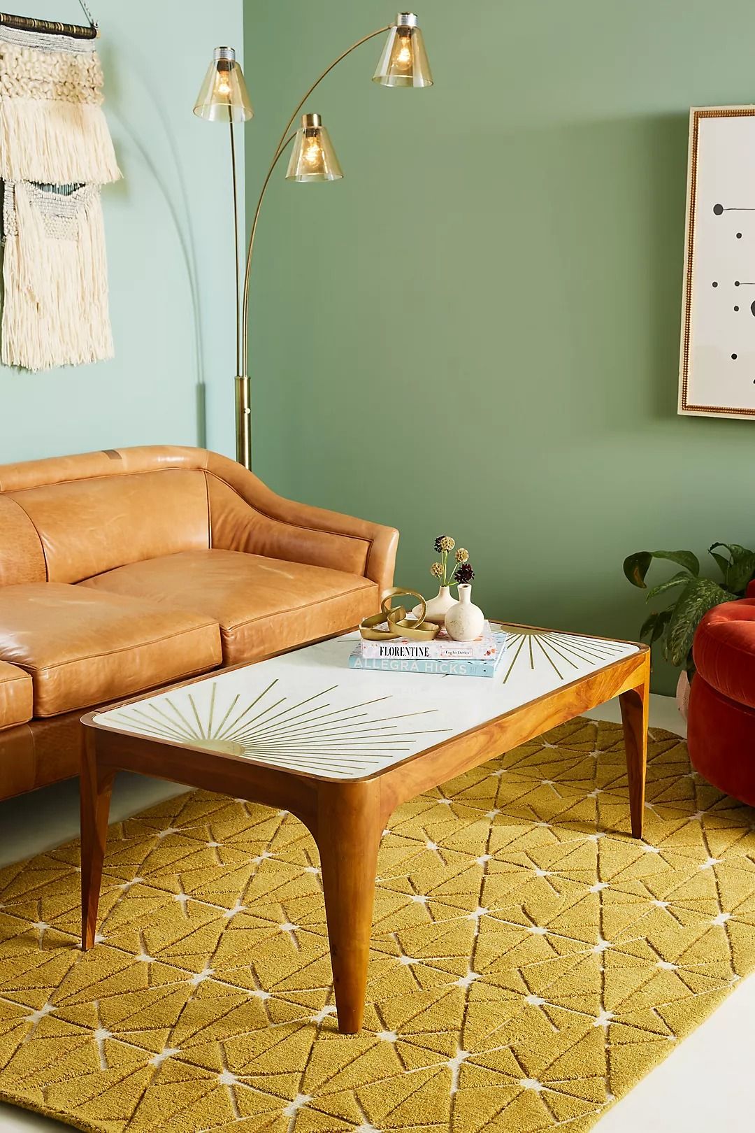 Brass Starburst Rectangular Coffee Table thumbnail 2