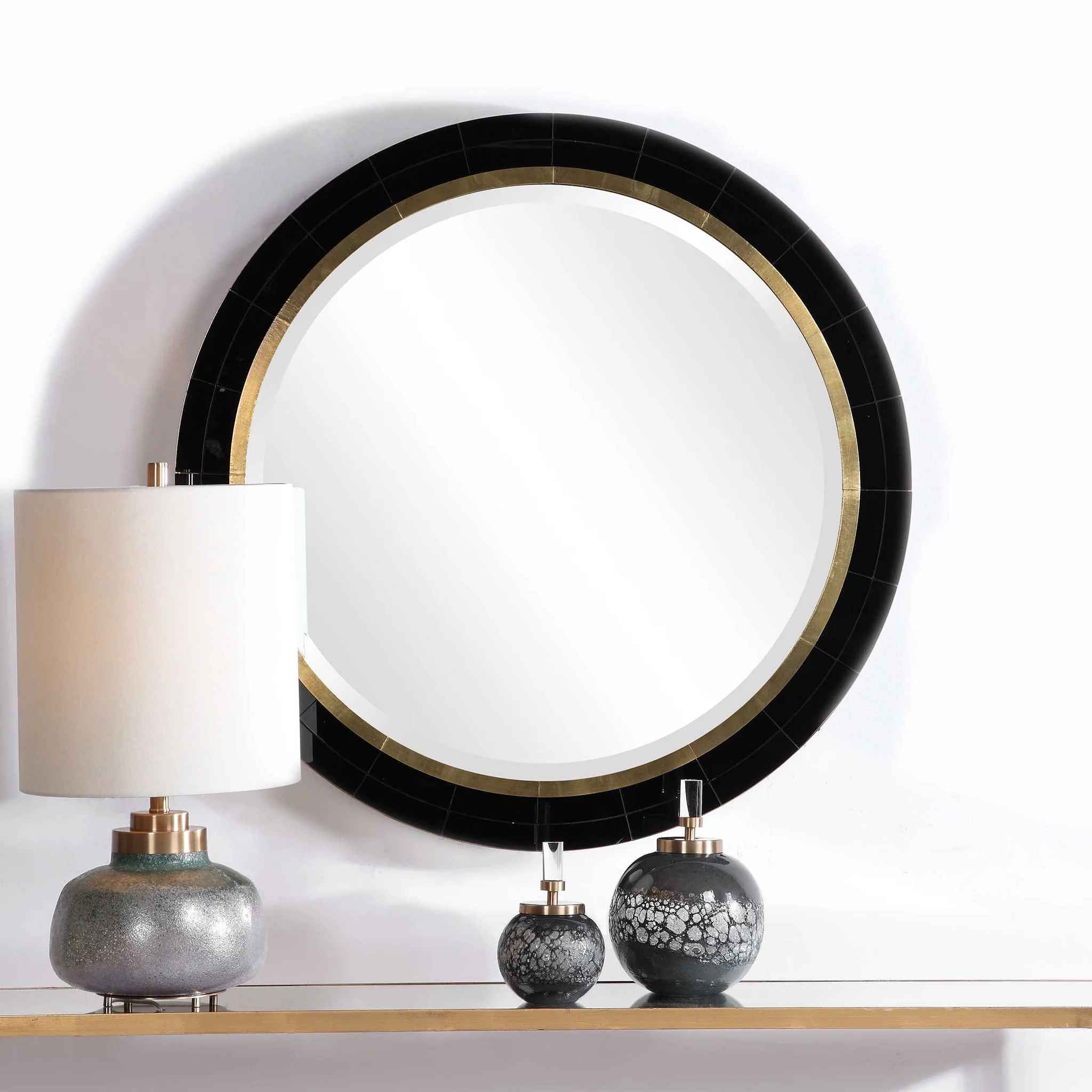 Round Black and Gold Mirror thumbnail 2