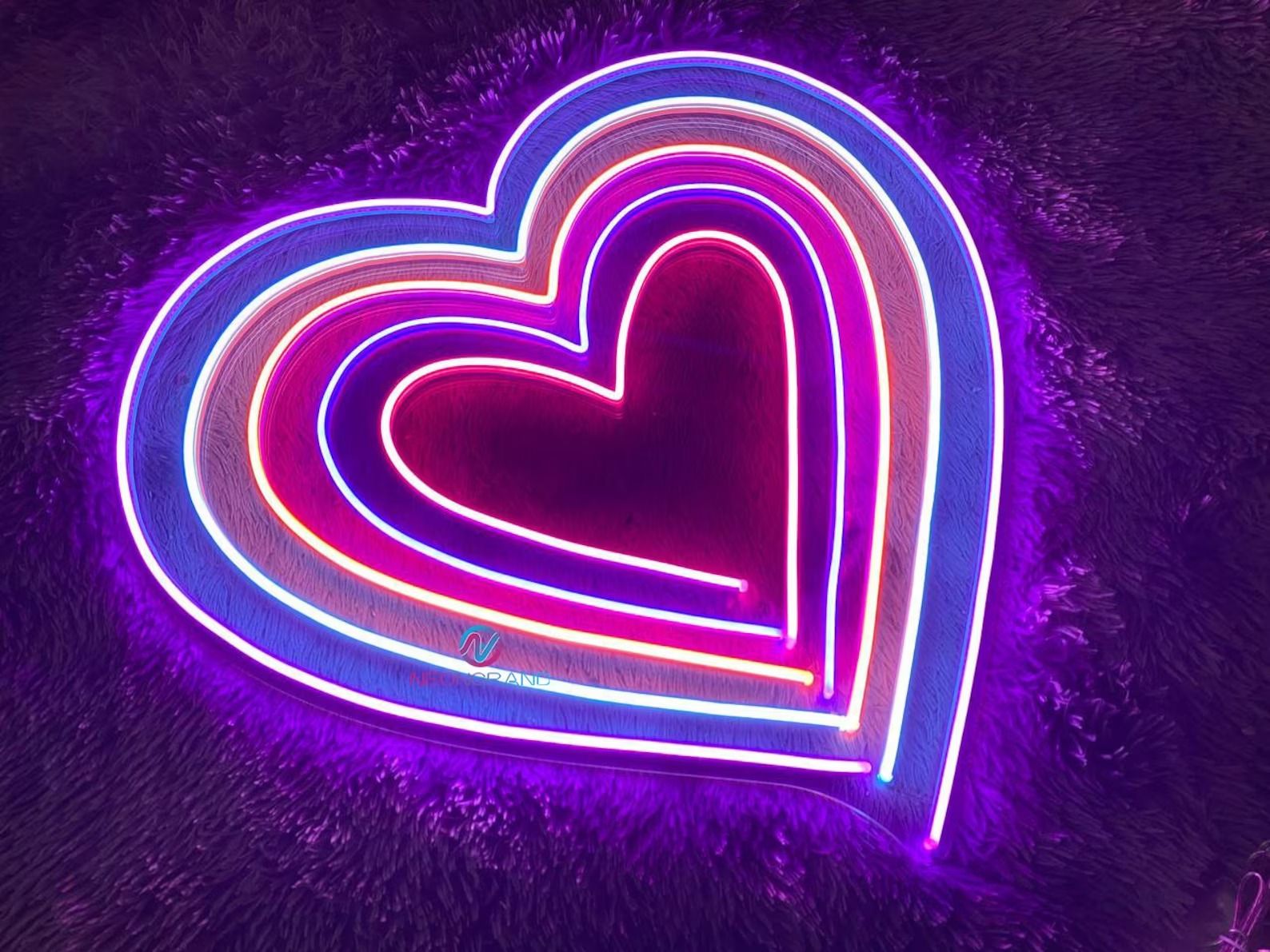 Rainbow Heart Neon Sign Heart Neon Sign thumbnail 2