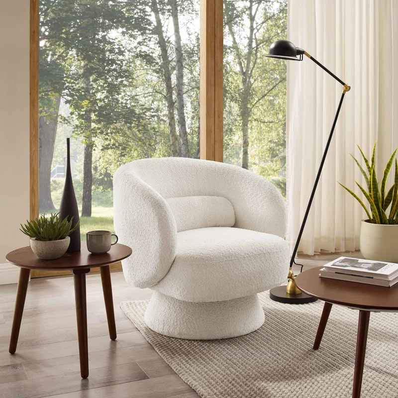 Saboor Modern Style Swivel Accent Chair and Barrel Chair thumbnail 2
