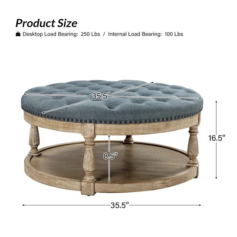 Kat Transitional Upholstered Storage Button tufted Ottoman thumbnail 3