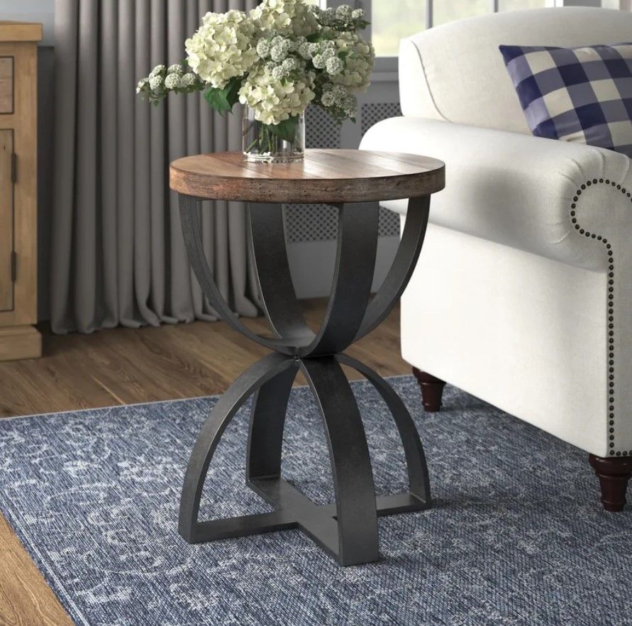 Alayah Solid Wood Pedestal End Table thumbnail 2