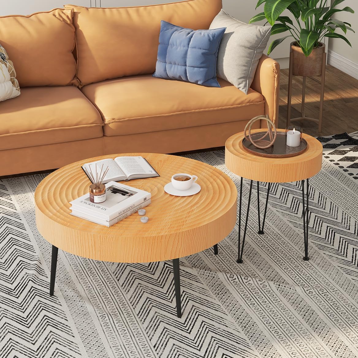 Giantex Boho Round Coffee Table thumbnail 2