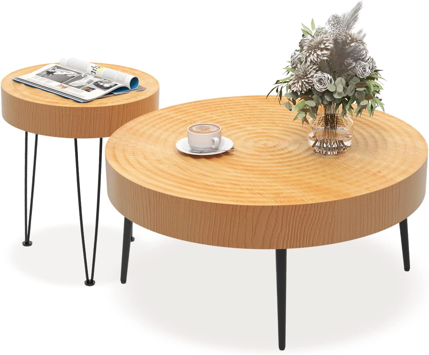 Giantex Boho Round Coffee Table thumbnail 3