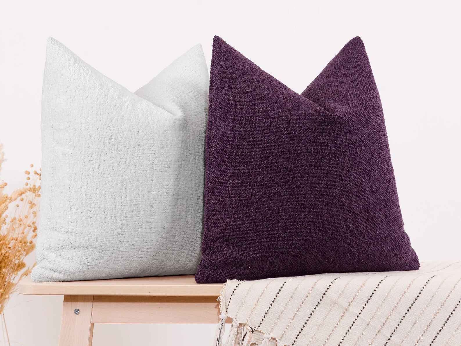 Purple Boucle Pillow Cover-22"x22" thumbnail 2