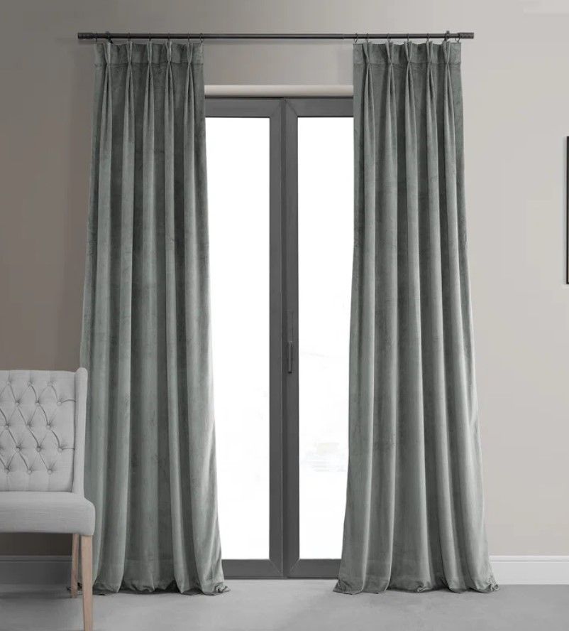 Balone French Pleat Signature Velvet Curtains_Silver Gray thumbnail 2