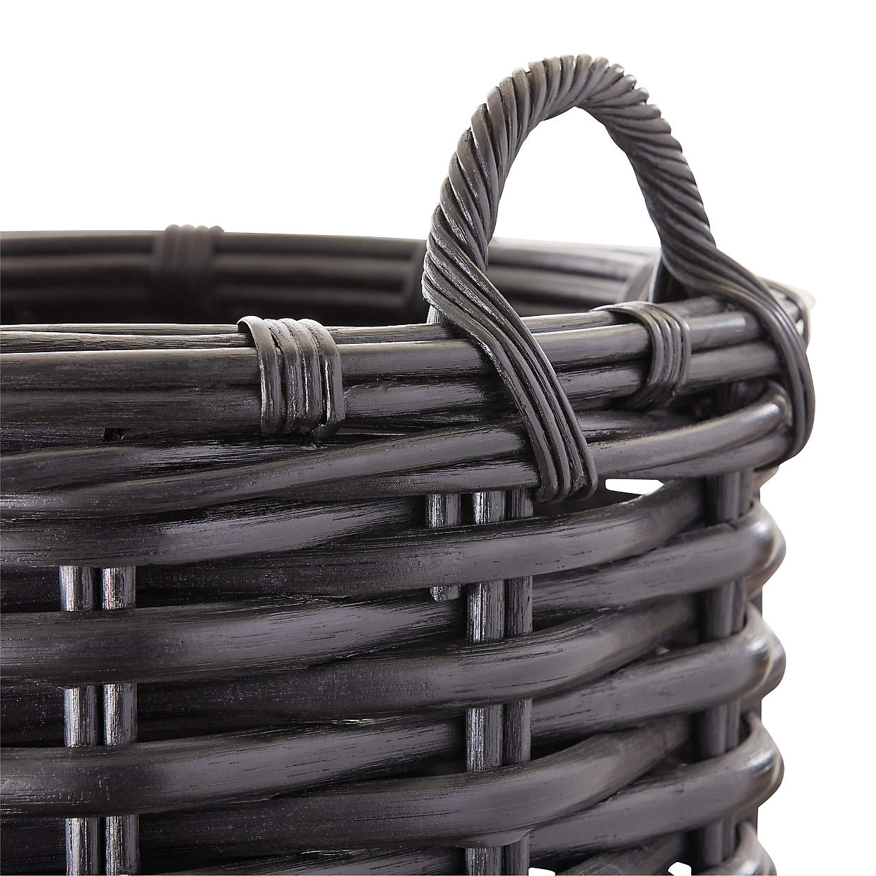 Black Rattan Woven Round Basket thumbnail 3