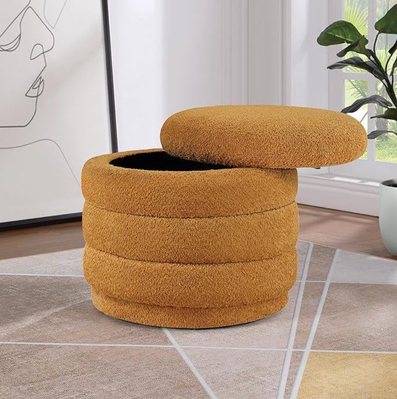 Cecil Channel Tufted Sherpa Storage Ottoman thumbnail 2