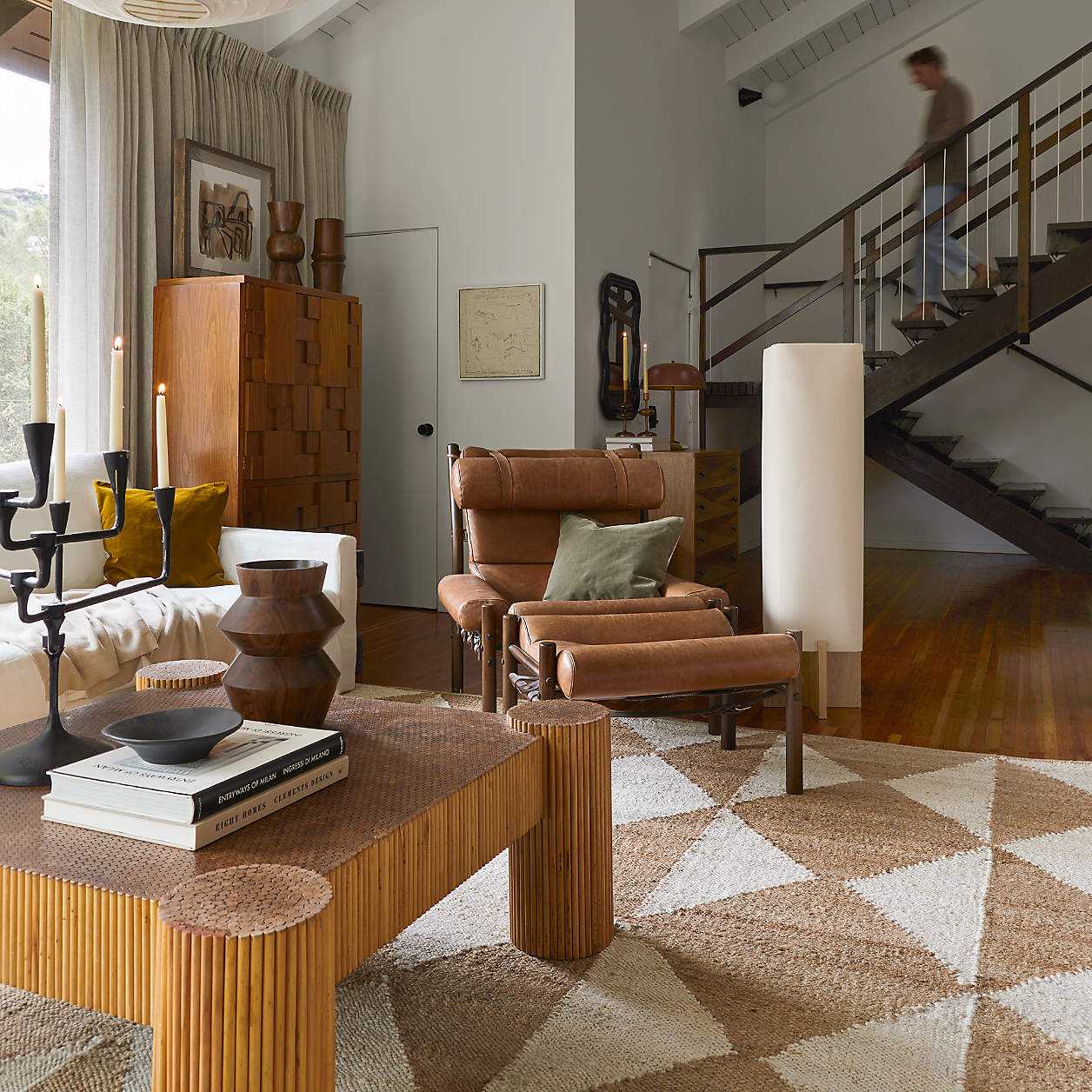 Toro Wood Floor Lamp with Woven Shade thumbnail 2