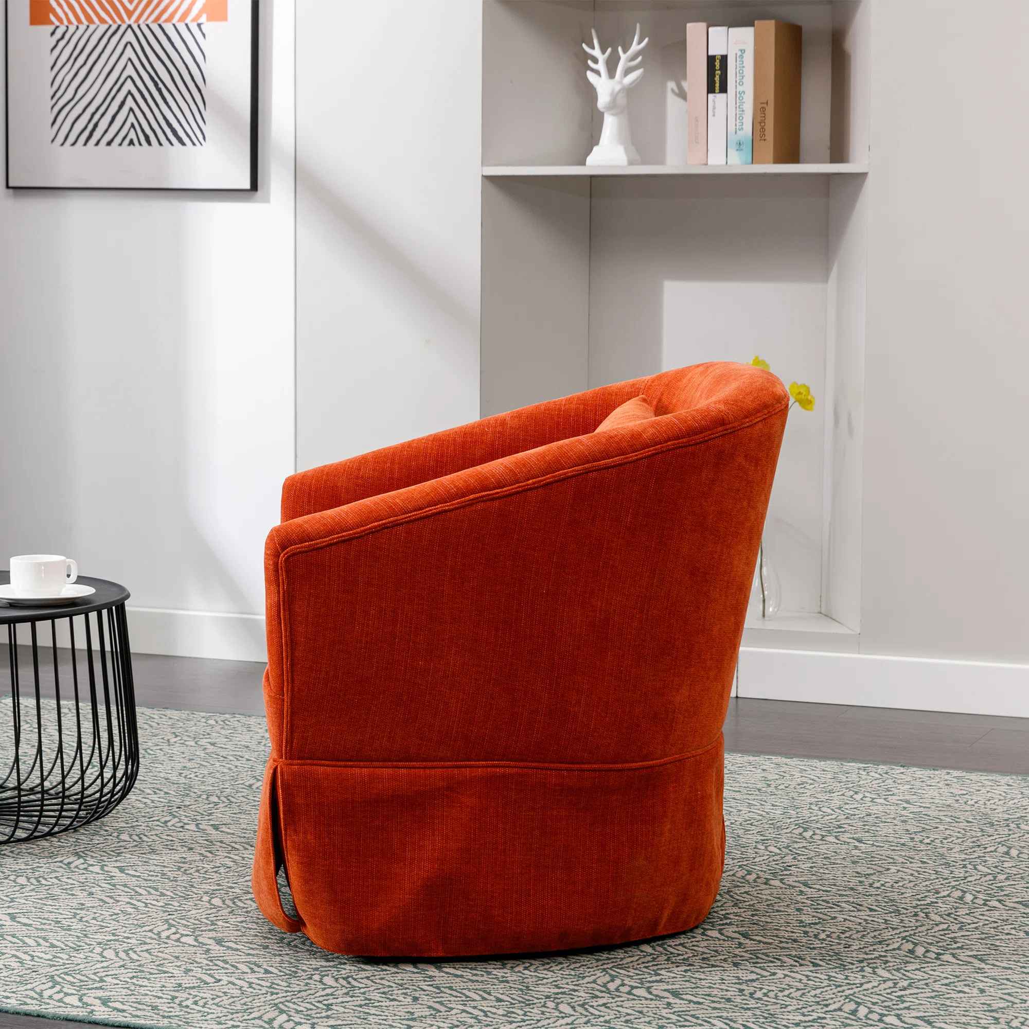Swivel Accent Arm Chair With Plump Pillow thumbnail 3