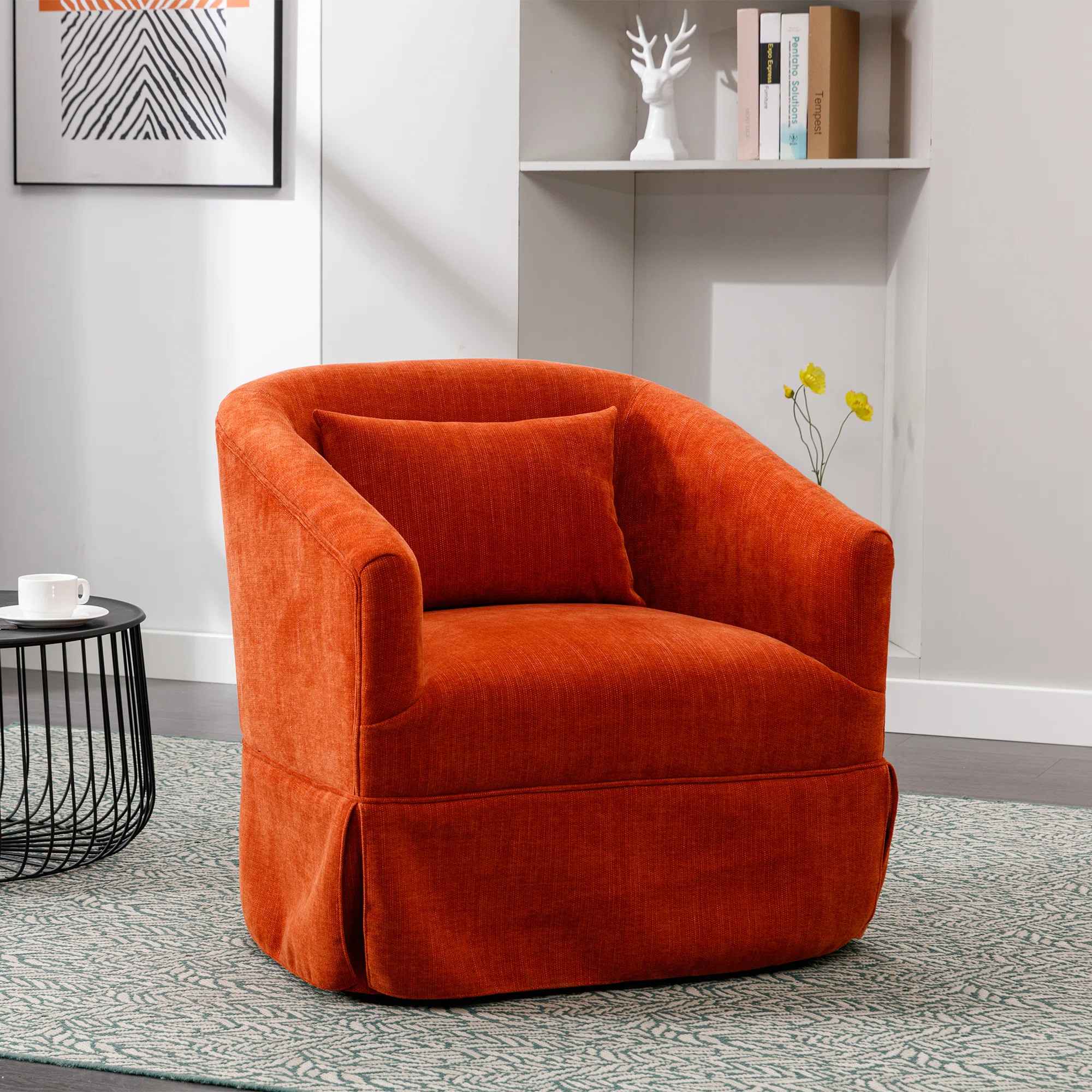 Swivel Accent Arm Chair With Plump Pillow thumbnail 6