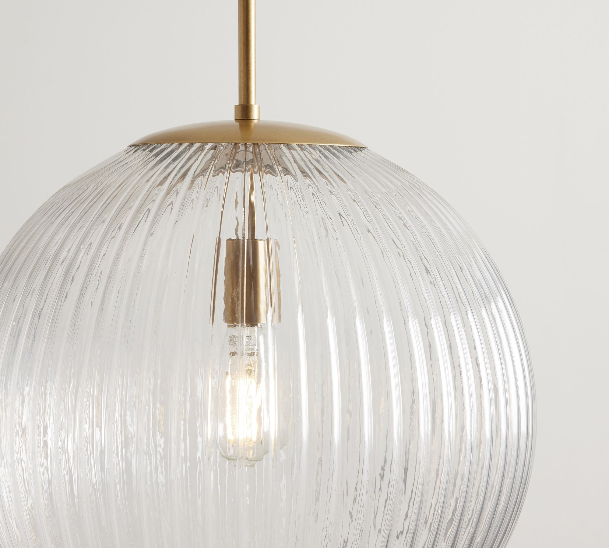 Cooper Ribbed Glass Globe Pendant thumbnail 4