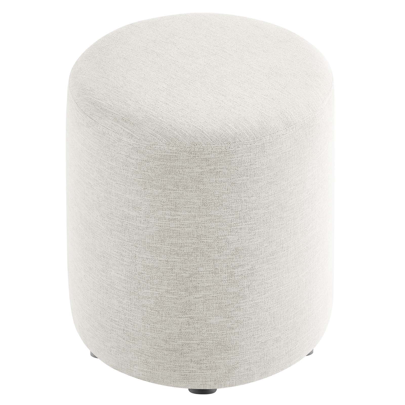 Jake 16" Round Upholstered Ottoman - Ivory thumbnail 3