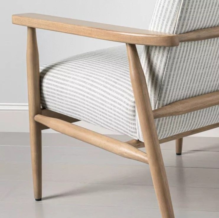 Upholstered Natural Wood Accent Chair thumbnail 2