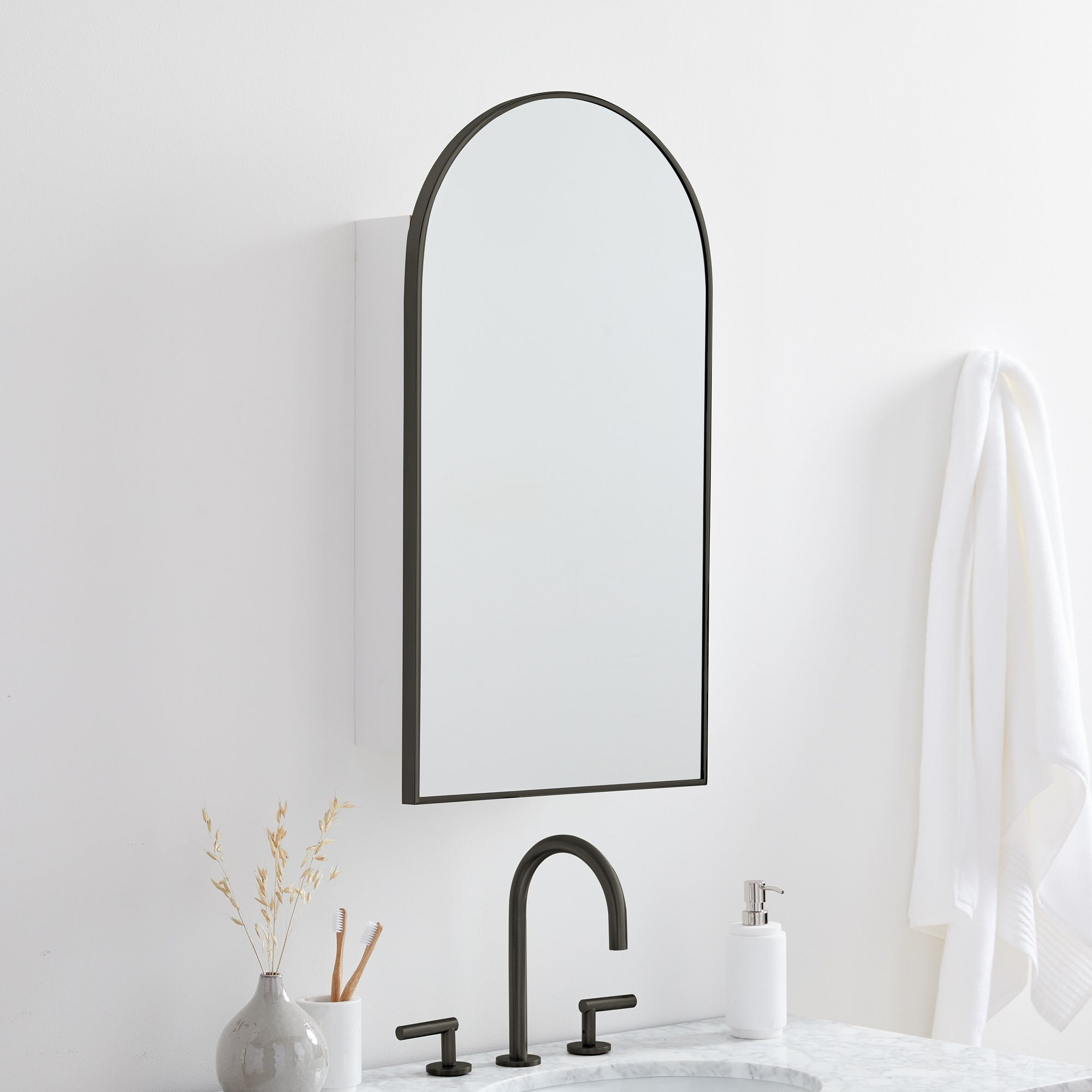 Arched Metal Framed Medicine Cabinet thumbnail 3