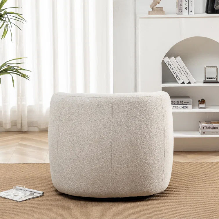 Arijit 34" Wide Boucle Upholstered Swivel Armchair thumbnail 2