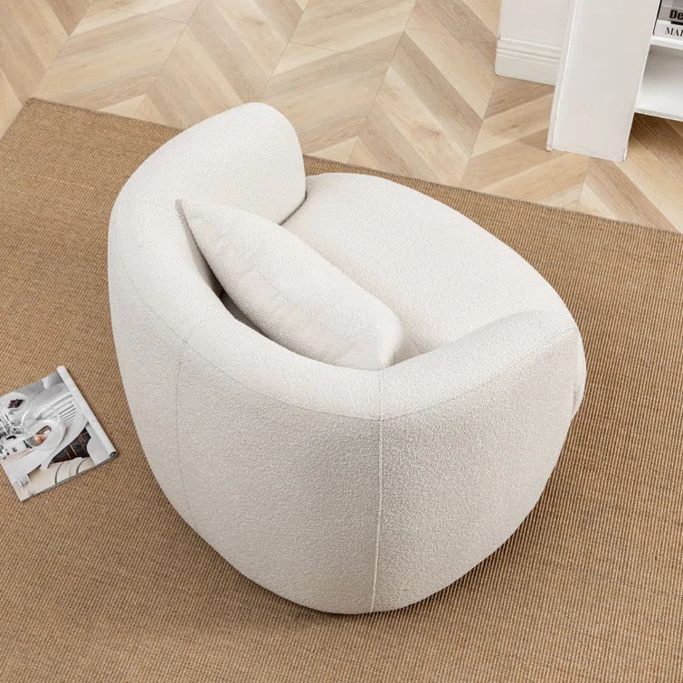 Arijit 34" Wide Boucle Upholstered Swivel Armchair thumbnail 3