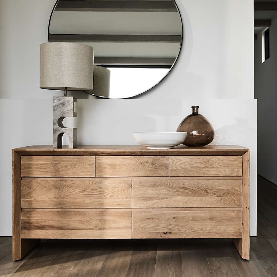 Baja 7 Drawer White Oak Wood Dresser thumbnail 2