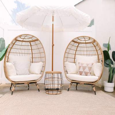 Wicker Egg Chair Oversized Indoor Outdoor Patio Lounger thumbnail 2