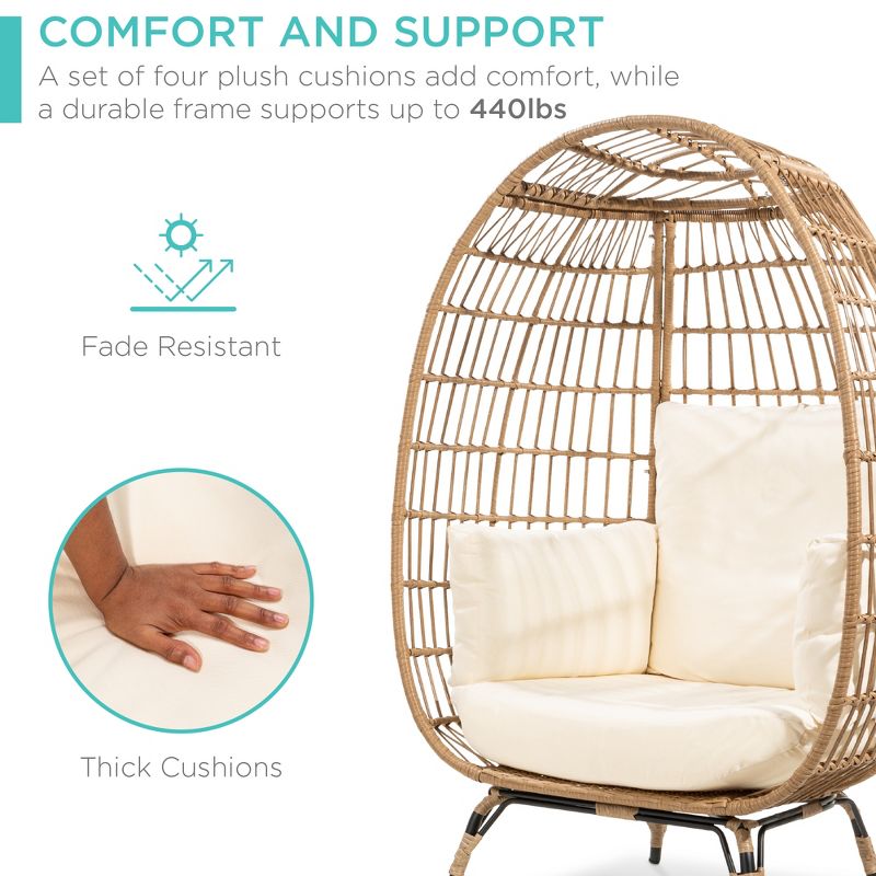 Wicker Egg Chair Oversized Indoor Outdoor Patio Lounger thumbnail 3