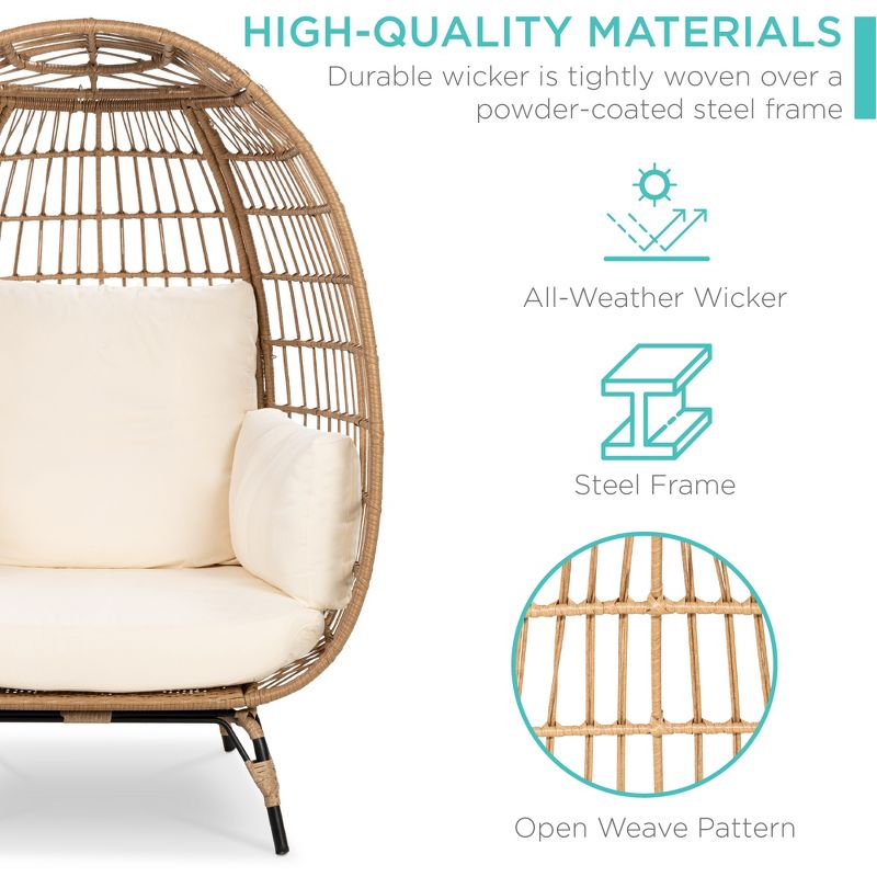 Wicker Egg Chair Oversized Indoor Outdoor Patio Lounger thumbnail 4