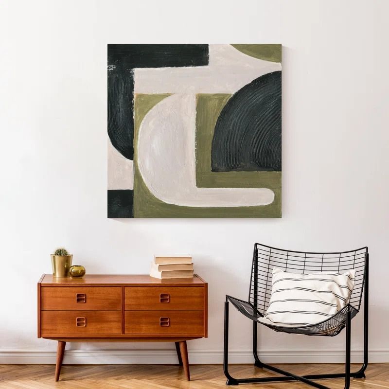 Abstract With Green On Canvas Painting 30x30 thumbnail 2