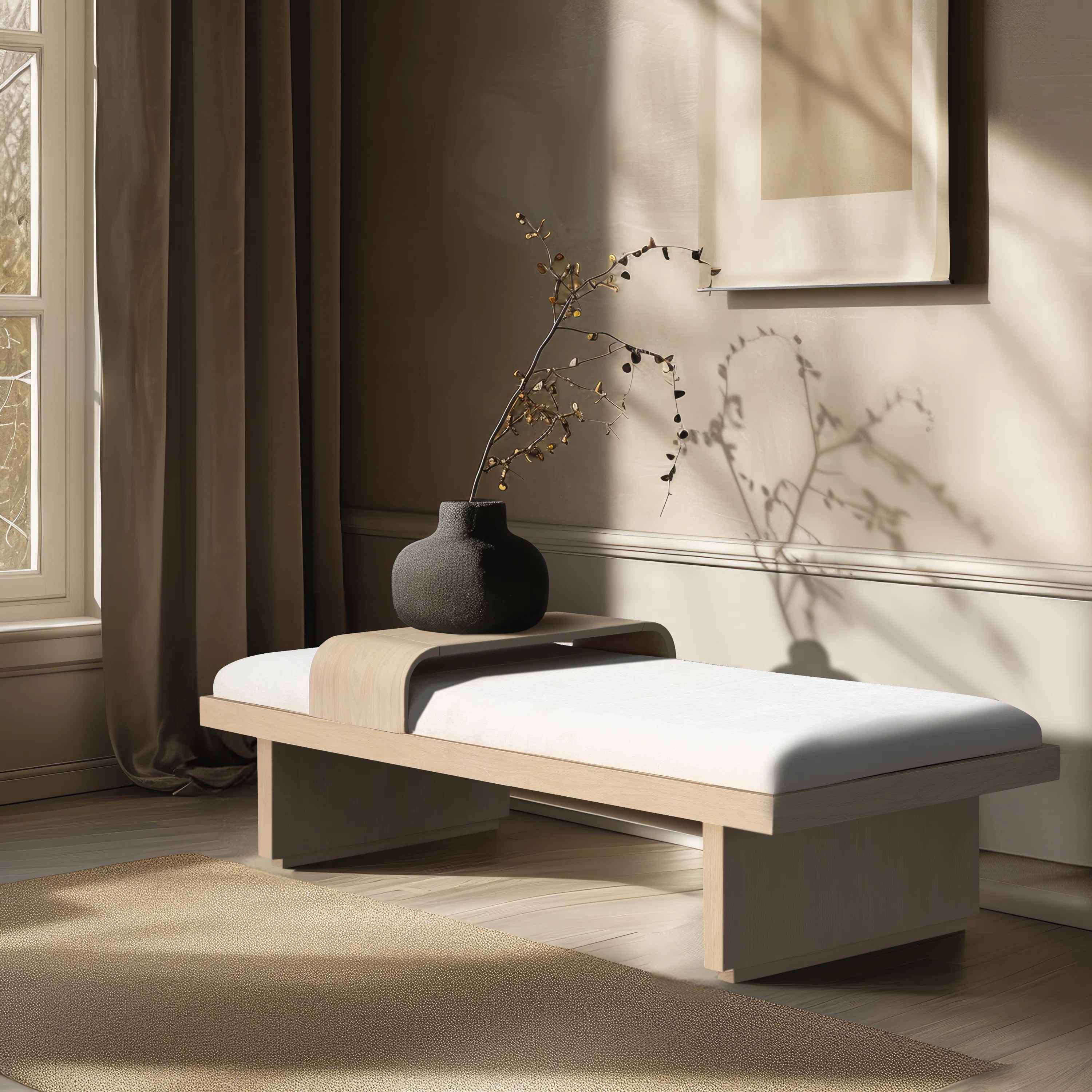 Bryaunna Chenille Fabric Upholstered Bench thumbnail 2