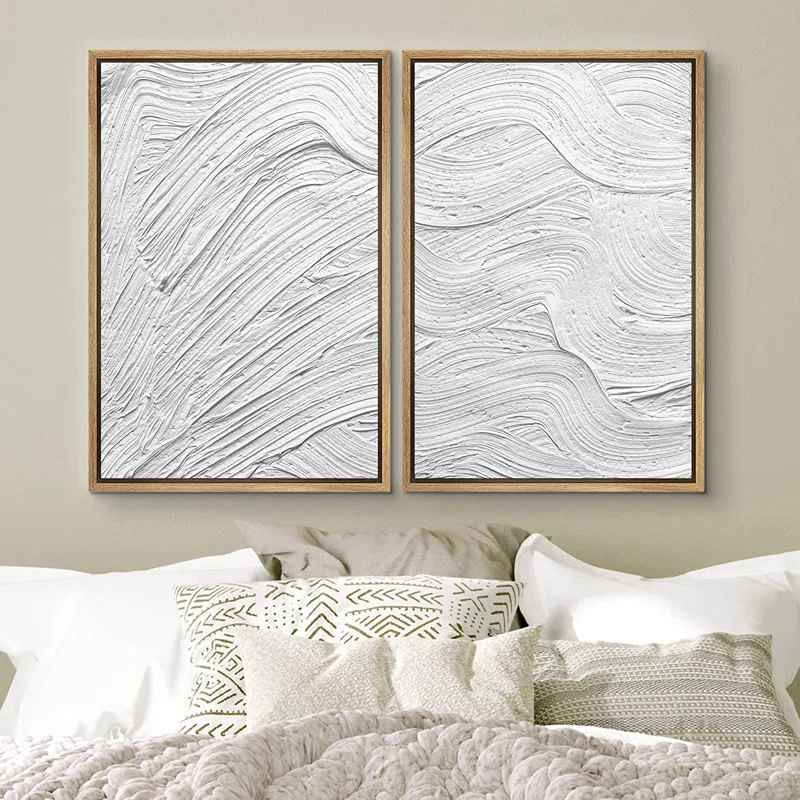Stroke Waves Abstract Shapes Illustrations Canvas 2 Pieces Painting-36"x48" thumbnail 3